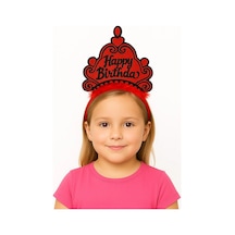 Kırmızı Happy Birthday Prenses Tacı Doğum Günü Taç Aksesuarı Çocuk