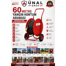 60 Metre Yangın Hortum Arabası Tekerlekli Metal Hortum Sarma Makarası Mobil Yangın