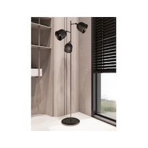 Flexart Siyah Metal 3 Başlıklı Spot Lambader Hareketli Yönlendirilebilir Ayarlanabilir Başlıklı Led E27 Duy Uyumlu Modern Endüstriyel Dekoratif Zemin Lambası Salon Oturma Odası Köşe Okuma Lambası