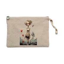 Cartoonish Outer Unhappiness Krem Clutch Astarlı Cüzdan / El Çantası