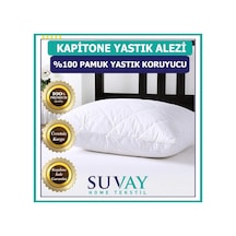 Suvay Kapitone Pamuklu Fermuarlı Yastık Koruyucu Yastık Alezi