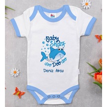 Bk Gift Bk Kids Kişiye Özel Mavi Bebek Body Zıbın - Model 15 0-3 Ay