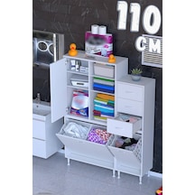 Liyan 110 Cm Çok Amaçlı Dolap Banyo Mutfak Ve Kiler Dolabı Beyaz 75+35 X160x32,5 Cm
