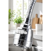 3 Fonksiyonlu Mutfak Musluk Başlığı, 720 Döner Lavabo Musluk Ucu, Su Tasarruflu Krom Musluk Aparatı, Sıçrama Önleyici Filtreli Musluk Başlığı, Kolay Montaj Lüks 2 Fonksiyonlu