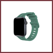 Storeşahin Apple Watch 38mm Uyumlu Kr408 Çizgili Silikon Kordon - Yeşil Shn0720