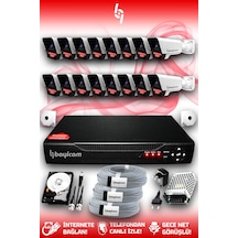 Bayicam 16 Kameralı Süper 16 Dış Kamera Set 2 TB 5 MP 2K Net Gece Görüşlü Güvenlik Kamerası Sistemi