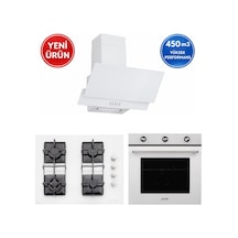Eminçelik & AFM A42 FM7601 + 1240W Wok + FM3301W Turbo + Soğutma Beyaz Ankastre Set