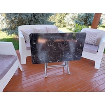 Dekoratif Katlanır Masa Bahçe Ve Çalışma Masası 60 110 Siyah Mermer