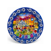 10 Adet İstanbul Temalı Seramik Magnet Buzdolabı Magneti, Hatıra Dekor, 7,5 Cm, Ceramic Fridge Magnet