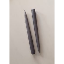 İkili Şamdan Mum 2x25cm Gri