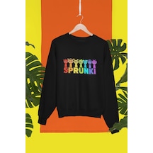 Magors Stıl-x Sprunki Baskılı Bisiklet Yaka Çocuk Sweatshırt Siyah