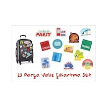 Bavul, Valiz, Seyahat Çantaları Için Turistik Şehirler Temalı Sticker Çıkartma Seti 13 Parça Abanoz