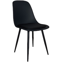 Abant Sandalye Siyah Metal Ayaklı 6'lı Takım Minderli Siyah Renk