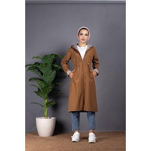 Sevitli İçi Çizgili Trençkot-kahverengi-1298-kahverengi Kahverengi