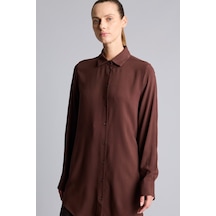 Defacto Regular Fit Gömlek Yaka Önden Düğmeli Uzun Kollu Tunik Z3538az26spbn328 Kahve-bn328