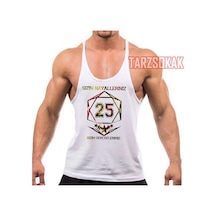 Tarzsokak Gym Tank Top Fitness Sporcu Atleti 5 Yıldızlı 25 Kupalı Beyaz