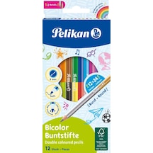 Pelikan Kuru Boya Çift Uçlu 12 Li Çift Taraflı Kuru Boya Kalemi 24 Renk