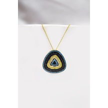 Papatya Silver 925 Ayar Gümüş Gold Kaplama Üçgen Nazar Kolye