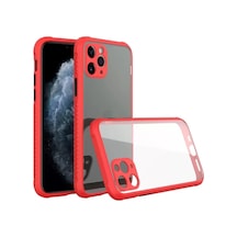 Sh Newface Apple iPhone Uyumlu 11 Pro Max Kılıf Miami Şeffaf Silikon - Kırmızı Najmaddin
