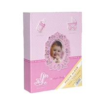Rabsev 10x15cm 100 Fotoğraf Kapasiteli Lüx Bebek Fotoğraf Albümü Pembe Çok Renkli