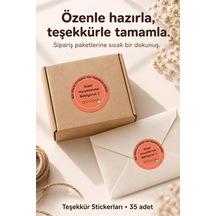 Teşekkür Sticker Etiketi 35 Adet Yuvarlak Etiket Paket & Kargo İçin Çok Renkli
