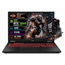 Asus Tuf Gaming A16 FA608UMI-TU166 R7-260 16 GB 512 GB SSD RTX5060 16" Dos FHD Dizüstü Bilgisayar