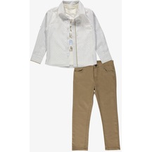 Mnk Baby & Kids Gömlek Pantolon T-shirt Noktalı Desen 3 Parça Erkek Çocuk Takım