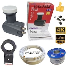 Uydupark Next 4'lü Quad Lnb 20 M Next Hazır-tak-kullan Anten Kablosu+4 Adet Contalı Konnektör+lnb Plastiği
