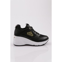 Dgn 62158 Kadin Kalin Taban Bağcikli Sneaker 62158-2027-R1534 Siyah