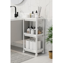 3 Katlı Banyo Raf Ünitesi Peggy Beyaz Banyo Düzenleyici Şampuanlık Havluluk Dolap Beyaz Beyaz