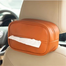 Hightower Araç Arka Koltuk Pu Deri Mendil Tutucu, Evrensel Kağıt Saklama Organizörü A-brown A-kahverengi