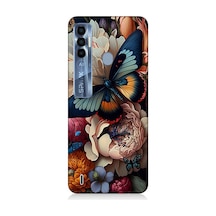 Tecno Spark 7 Pro Uyumlu Silikon Kılıf Kelebek Ve Çiçek