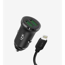 Linktech C482 Eco Çevre Dostu Lightning Kablolu 12w Araç Şarj Aleti