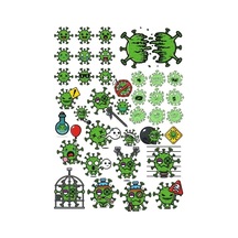 Virüs Sticker Set-5 32 Parça Telefon, Tablet, Defter, Laptop Sticker