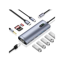 11 Portlu 4k 30hz Hdmı Gigabit Ethernet Sd Tf Kart Okuyuculu 3.5mm Usb Hub Çoklayıcı