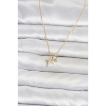 Pirinç Gold Renk Minimal Kutup Yıldızı Model Kadın Kolye Tj-bko11120 Çok REnkli