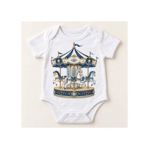 Babylimon Lacivert Atlıkarınca Baskılı Erkek Bebek Zıbını, Beyaz Kısa Kollu Çıtçıtlı Body Beyaz - 934724143 Beyaz