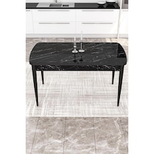 Canisa Concept Canisa Kor Serisi 70x114 Açılabilir Siyah Mermer Desenli Mutfak Masası Masa Siyah Mermer Desenli Ayakları Siyah