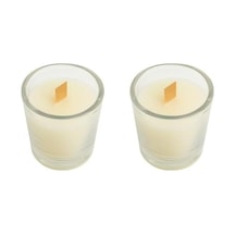 Vanilya Tarçın Portakal Kokulu Mum Seti, Ahşap Fitil, 2 Li Cam Bardak Mum, 40 Ml, Dekoratif & Hediyelik 50 x 22