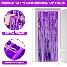 Mor Renk Ekstra Metalize Parlak Saçaklı Arka Fon Perde İthal A Kalite 1x2 Metre Renkli