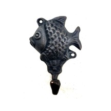 Antika Tarz Dekoratif Pirinç Balık Figürlü Askı - 84x51mm, Oksit Diğer