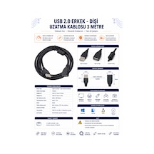 Usb 2.0 Erkek-dişi Uzatma Kablosu - 3m