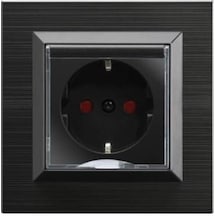 Ovivo Quantum Siyah Kapaklı Çocuk Korumalı Priz Çerçeveli