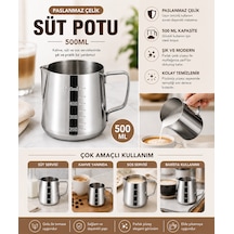 304 Çelik 500 Ml Kahve Süt Köpürtme Potu Sütlük Pitcher