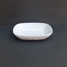 4 Adet Kırılmaz Melamin Kare Çerez & Meze Tabağı 20x14,5 Cm - Derinlik 4,5 Cm - Beyaz Beyaz