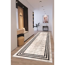 West Home Makinede Yıkanabilir Kaymaz Taban Leke Tutmaz Modern Kesme Yolluk Mutfak Yolluk Halı Yolluk Wh 413 Beige Yolluk