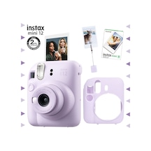 Fujifilm Instax Mini 12 Lila Fotoğraf Makinesi-10'lu Film-kıskaçlı Resim Standı Ve Silikon Kılıf Seti