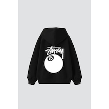 Sts. Eight Ball Baskılı Oversize Unisex Beyaz Siyah
