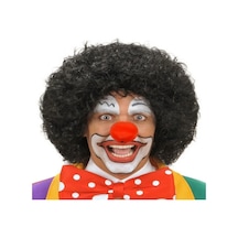 Siyah Renk Kıvırcık Afro Bonus Peruk Ve Kırmızı Sünger Burun Seti - Rxlu-344492 18