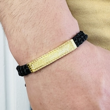 Gümüş Erkek Bileklik,14k Altın Kaplama,sim Desen Isim Yazılabilir